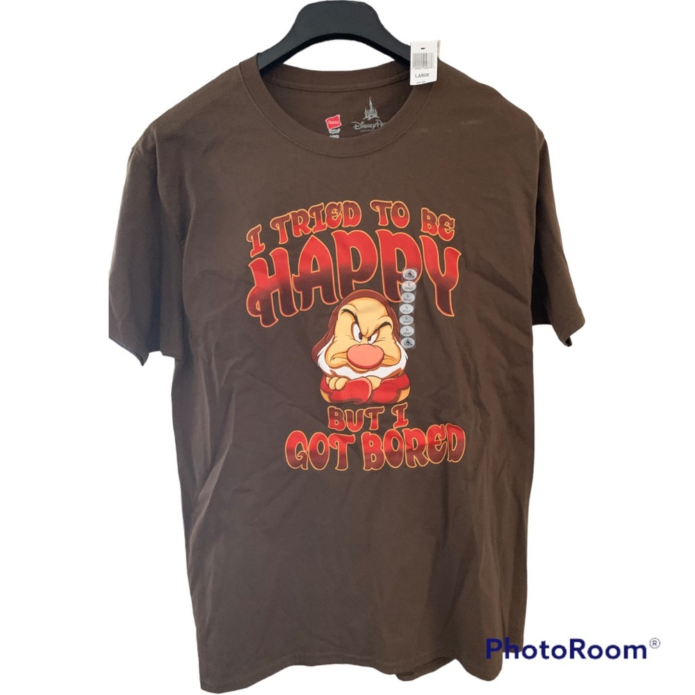 Disney Mens NEW Grumpy brown T-shirt size large